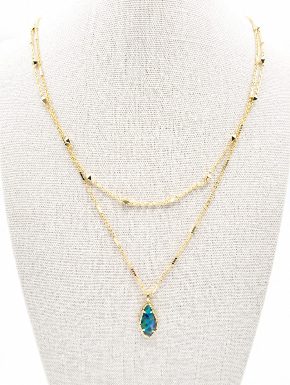 KENDRA SCOTT NWT Murial Multistrand Necklace 14 Gold Plated Abalone Stone